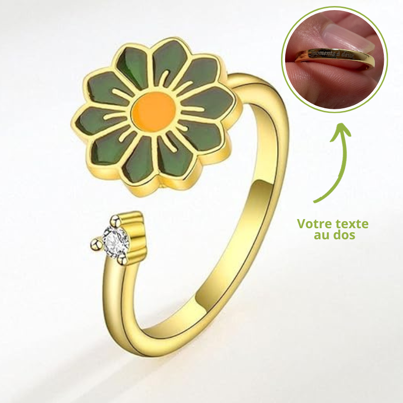 Bague Anti-Stress Pour Femme En Acier Inoxydable - Fidget Avec Perles Rotatives, Taille Ajustable, Étanche